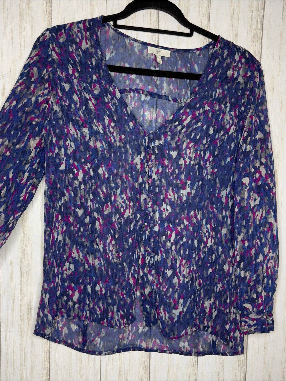 Joie 100% silk blue and maroon blouse Small
